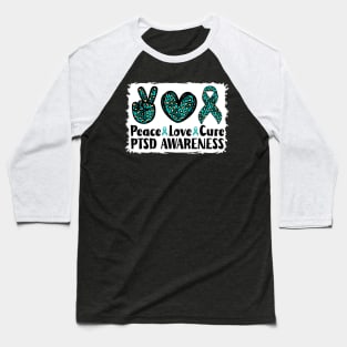 Peace Love Cure  PTSD Awareness Baseball T-Shirt